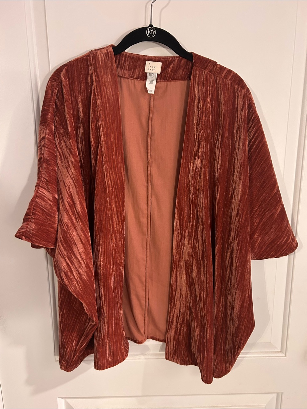 a new day Rustic Rose Velvet-Trim Top
